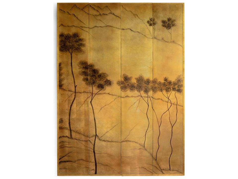 Douglas Freeman Landscape Art Panels in Gold and Black