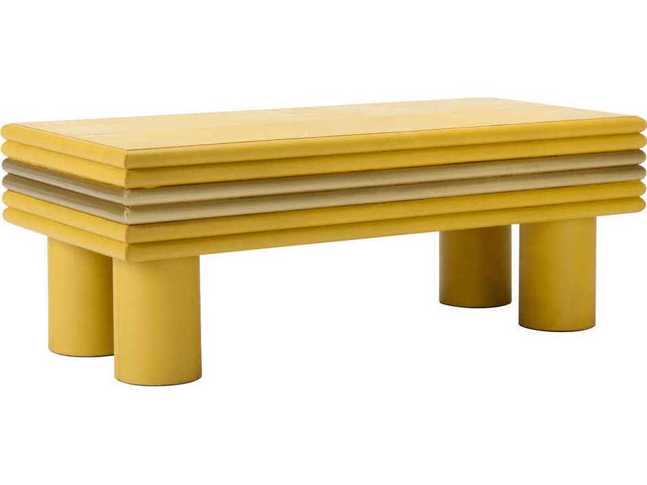 Coulter Rectangle Leather Coffee Table in Yellow