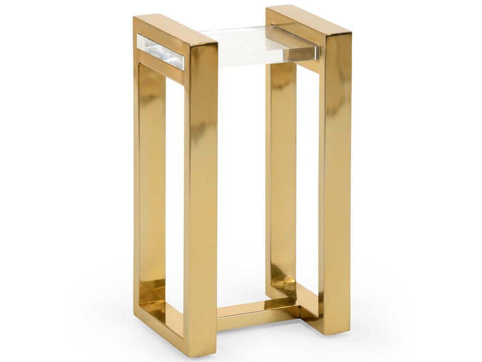 Rectangular Acrylic Polished Brass Clear End Table