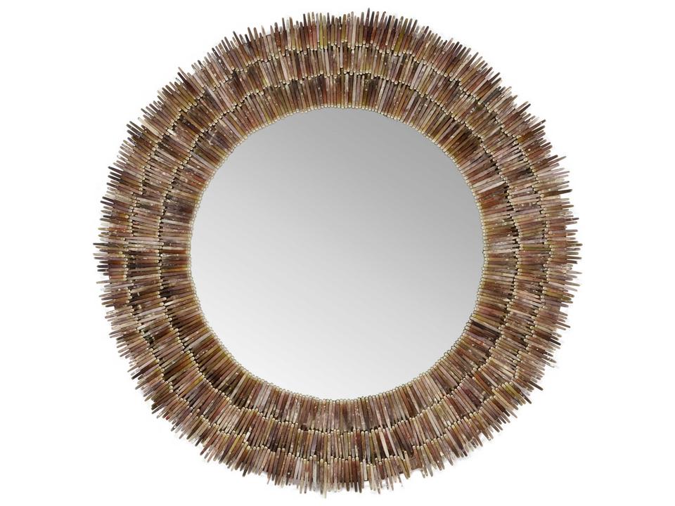 Urchin Spine Round Mirror with Natural Shells