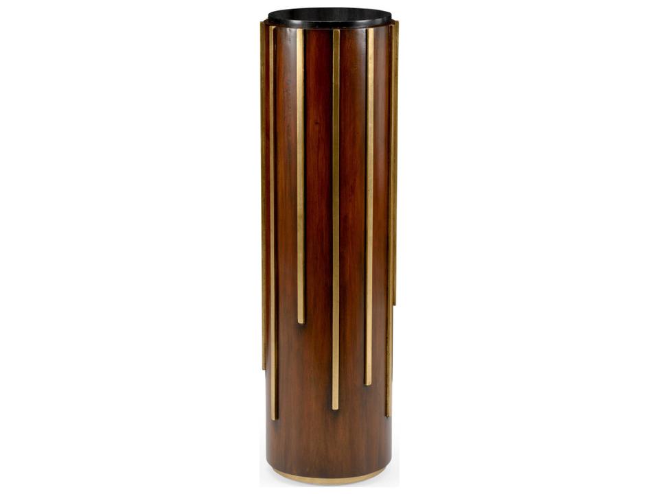 Drip Drop Pedestal with Gold Leaf Metal Design and Black Marble Top