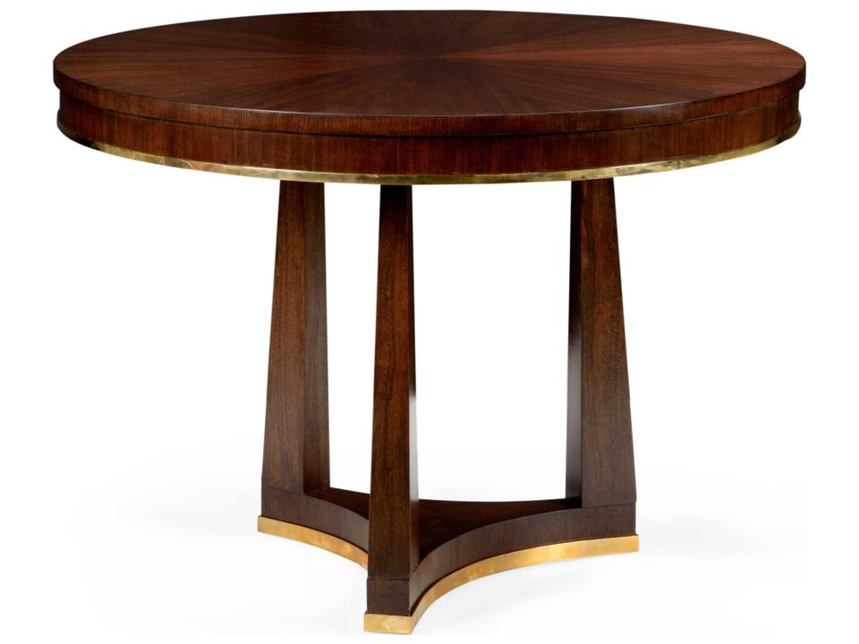 Wesley 42-Inch Square Entry Table Walnut Veneer with Brass Trim