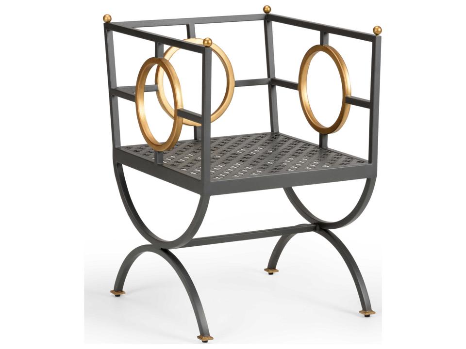 Douglas Freeman Circle Accent Chair Dark Steel with Gold Accents