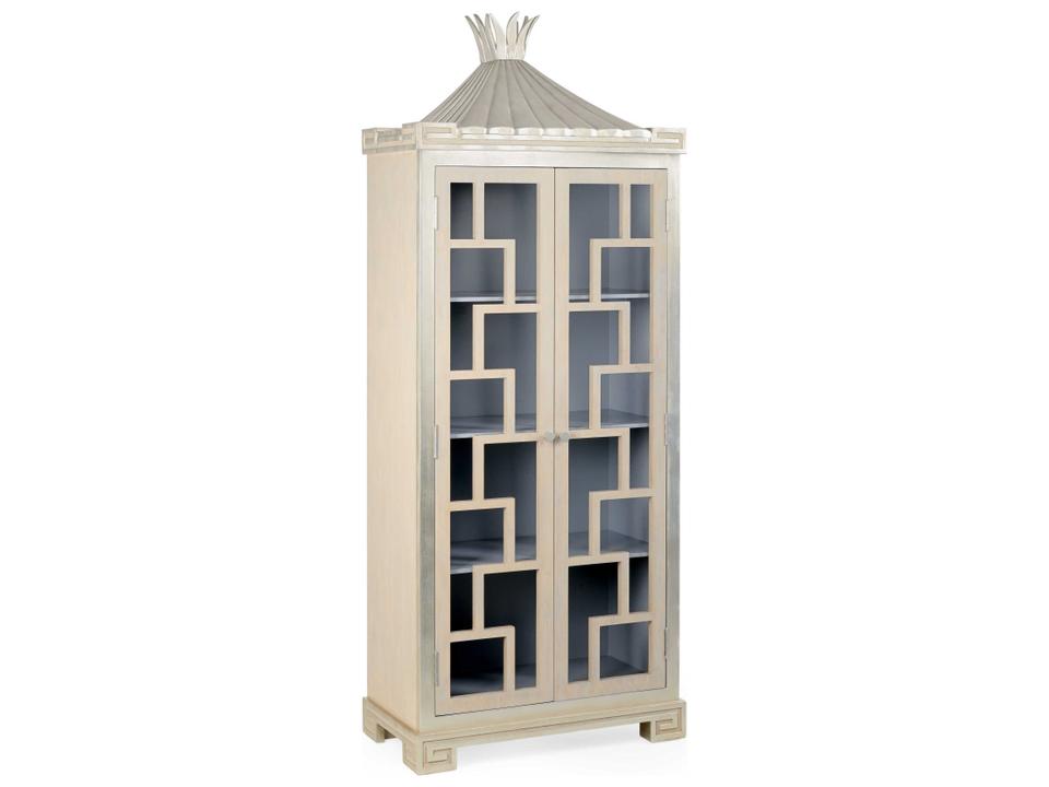 Bradshaw Orrell Fretted Limed Oak Cabinet with Silver Leaf Accents