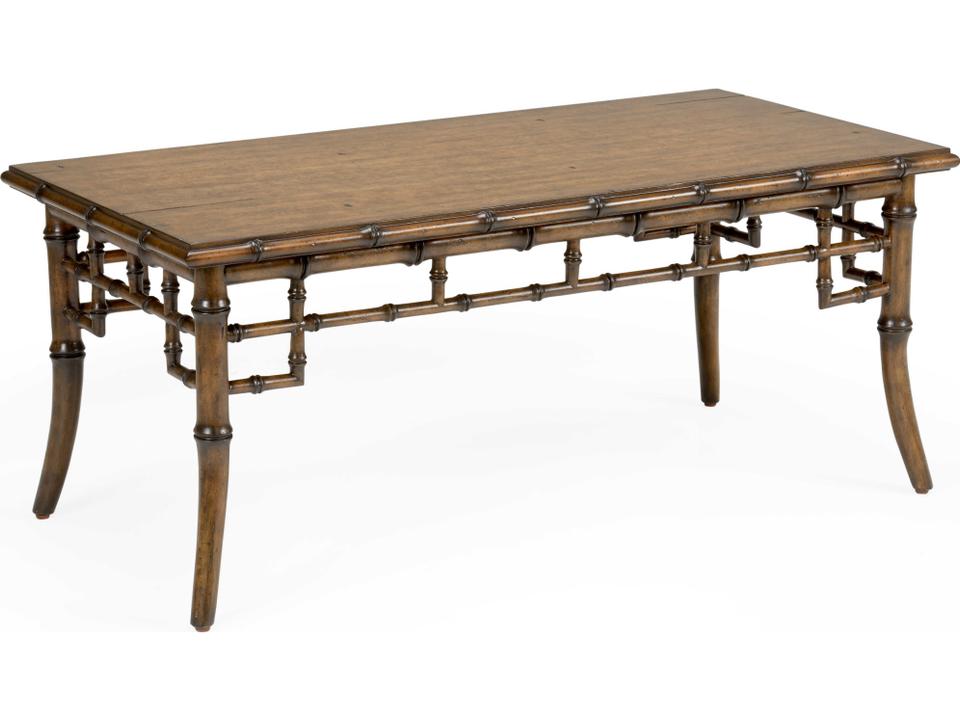 Sheraton Bamboo Wood Coffee Table with Glass Top