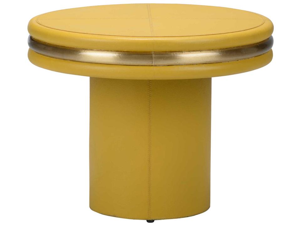 Edison Round Leather Yellow Gold Coffee Table