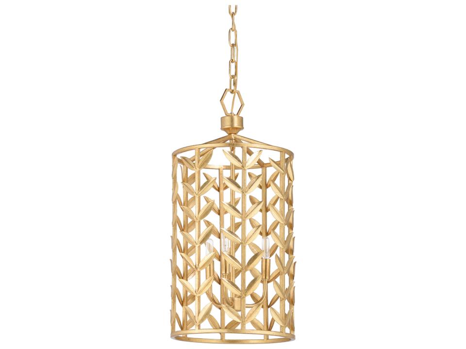 3-Light Stem Lantern Chandelier in Gold Leaf
