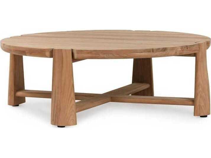 Aston 48-Inch Round Teak Coffee Table in Natural