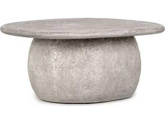 Britney 42-Inch Round Concrete Coffee Table in Light Grey