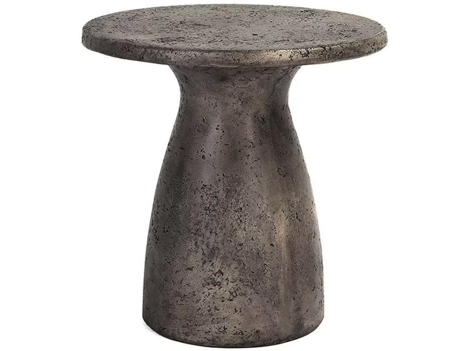Collins 16-Inch Round End Table in Dark Grey Concrete