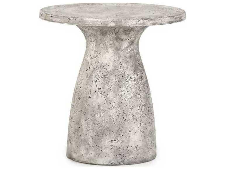 Collins Round Concrete End Table in Rough Light Grey