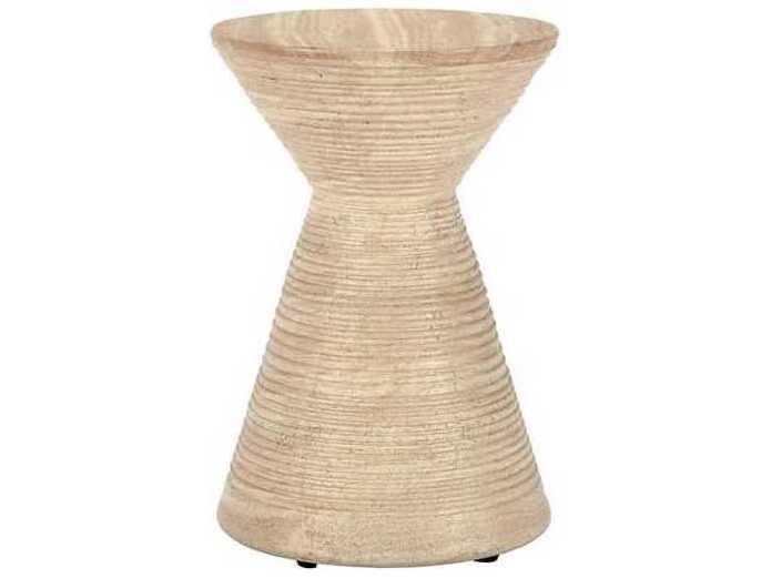 Fern Round Outdoor Accent Table in Beige GFRC Concrete