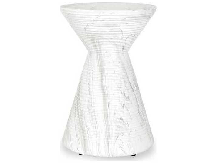 Fern 15-Inch Round GFRC Concrete End Table in White