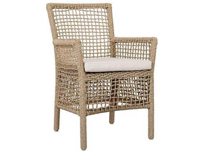 Brisbane Natural Brown Aluminum Rope Dining Chair with Olefin Cushions