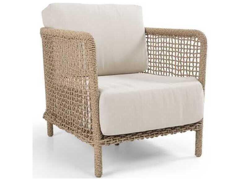 Brisbane Outdoor Lounge Chair with Natural Brown Rope and Cream Cushion