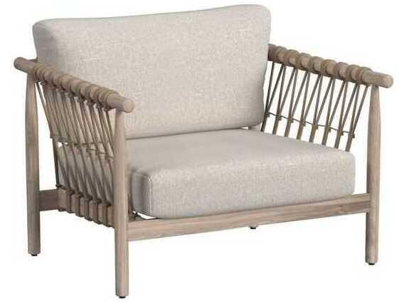 Leo Teak Wood Lounge Chair with Taupe Olefin Cushions