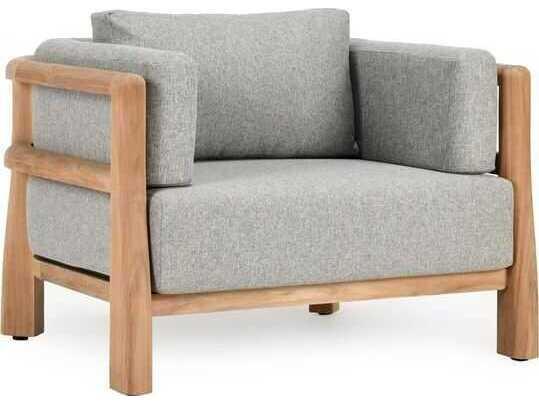 Aston Teak Olefin Lounge Chair in Natural and Gray