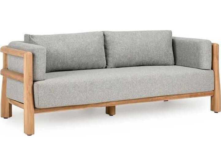 Aston 82-Inch Teak Sofa with Gray Sunproof Cushions