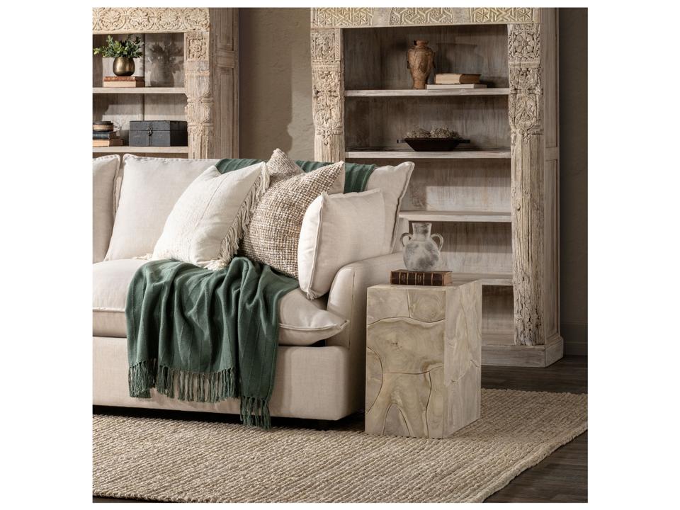 Sorrento Bleached Teak Wood End Table with Organic Modern Design