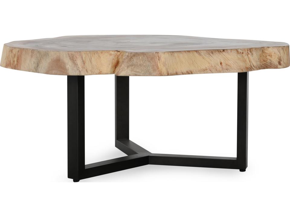 Celine Solid Wood Live Edge Coffee Table with Metal Base