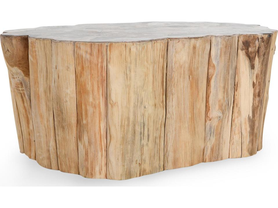 Norwest Petrified Wood Coffee Table with Teak Wood Frame