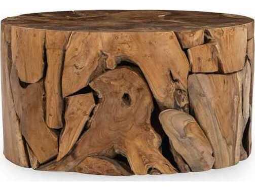 Rhea Round Coffee Table in Natural Teak Wood