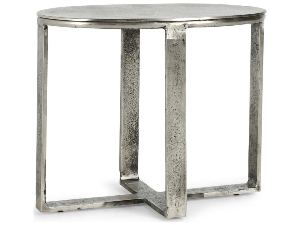 Flores Oval End Table in Nickel Cast Aluminum