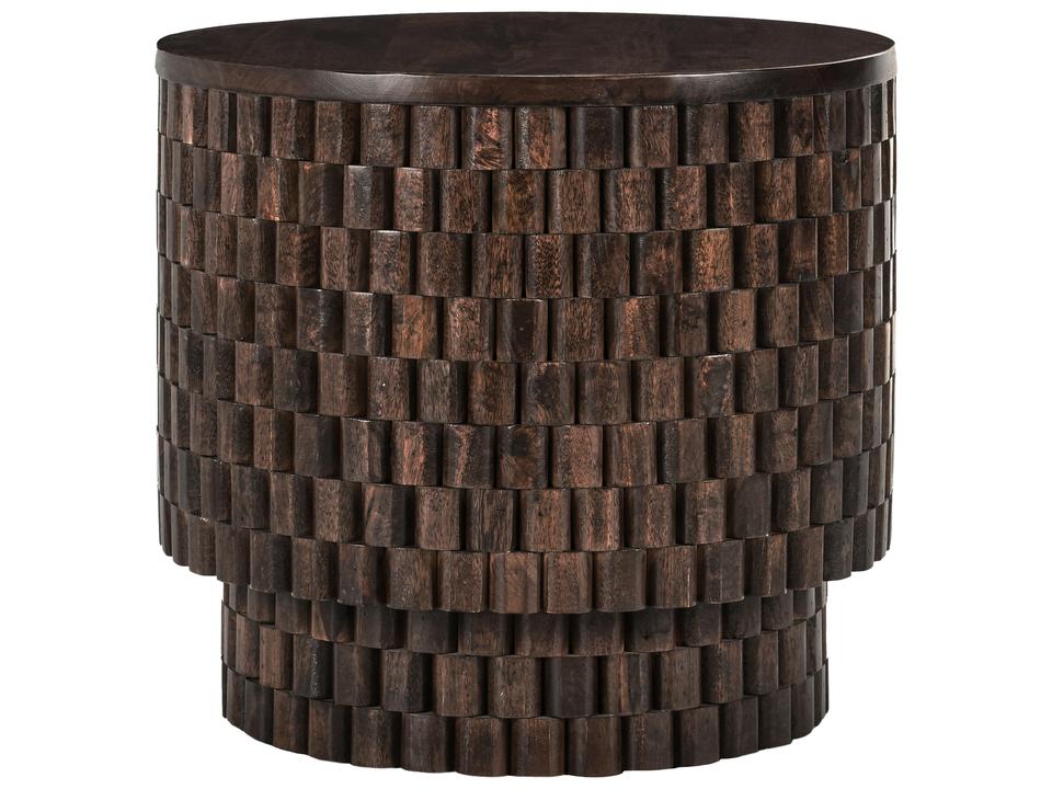 Norwood 25 Inch Round End Table in Bark Brown Mango Wood