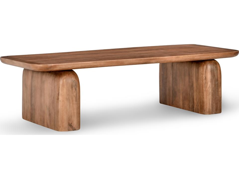 Chloe Solid Wood Rectangle Coffee Table in Brown Mango Wood