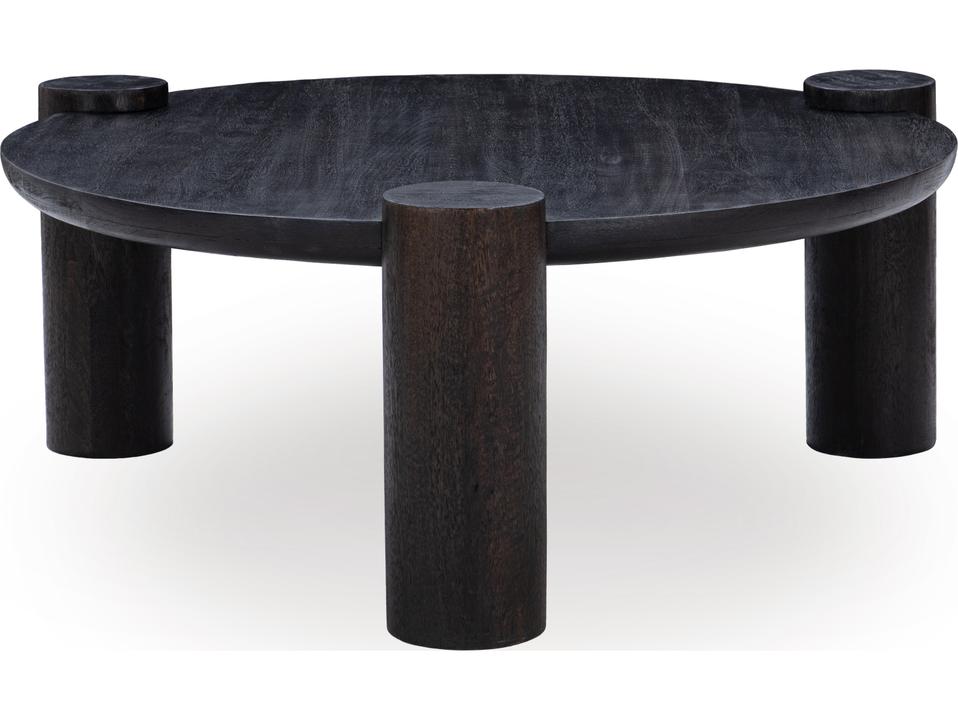 Rebeka Round Wood Coffee Table in Mango Wood with Semi-Gloss Finish