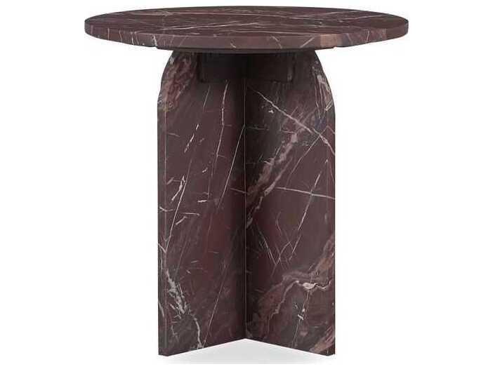 Reilly Round Marble End Table in Red with X-Base
