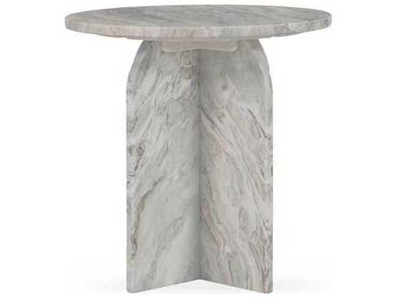 Reilly 22-Inch Round End Table in Sawar Toronto Marble with Rusty Gray Finish