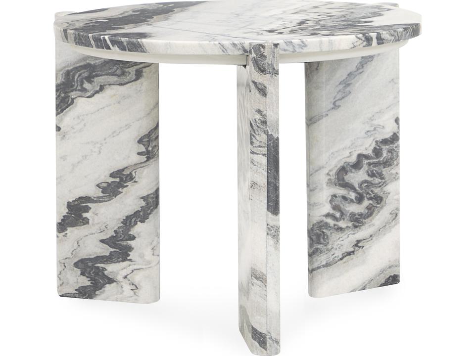 Zora Round Marble End Table in Charcoal Gray
