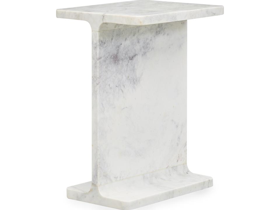 Delaney Rectangle Marble Accent Table in White