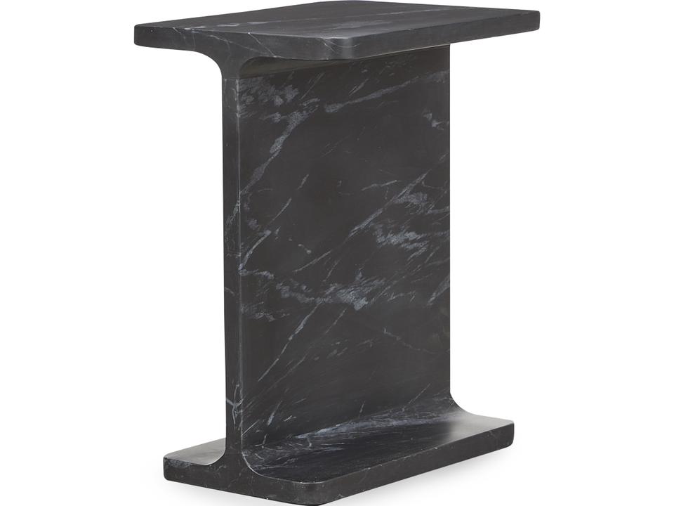 Delaney Marble End Table in Onyx Black