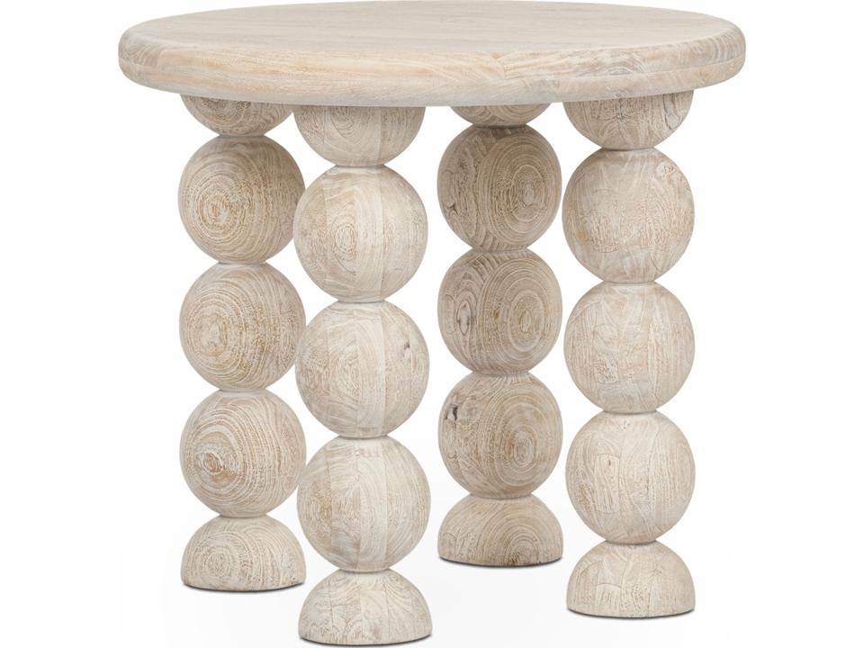 Adir Round End Table Cream Mango Wood