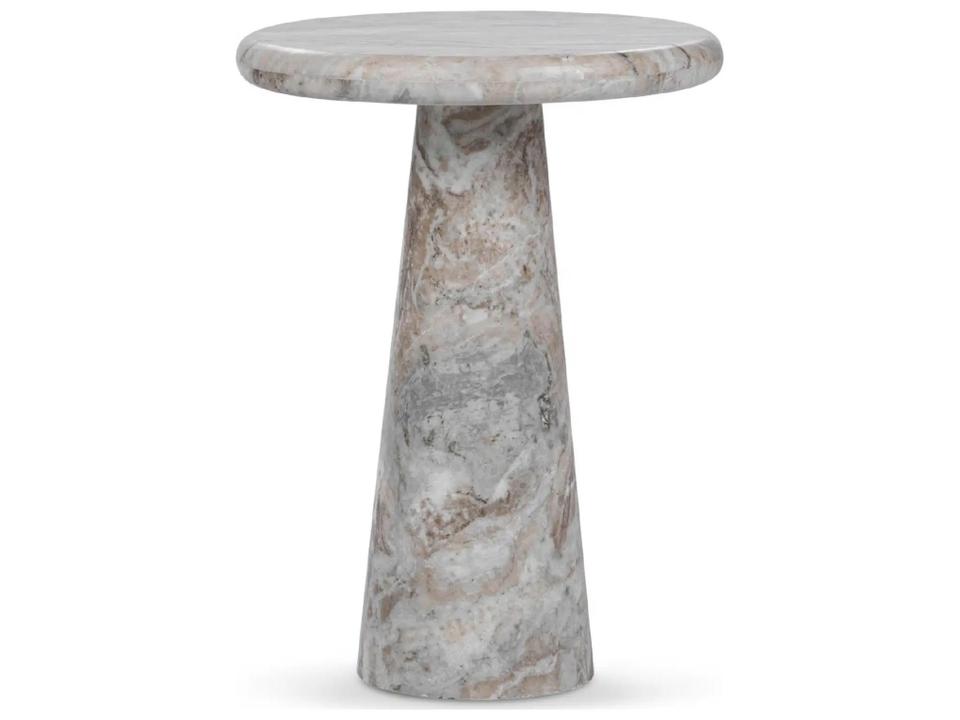 Huxley Round Marble End Table in Rusty Gray