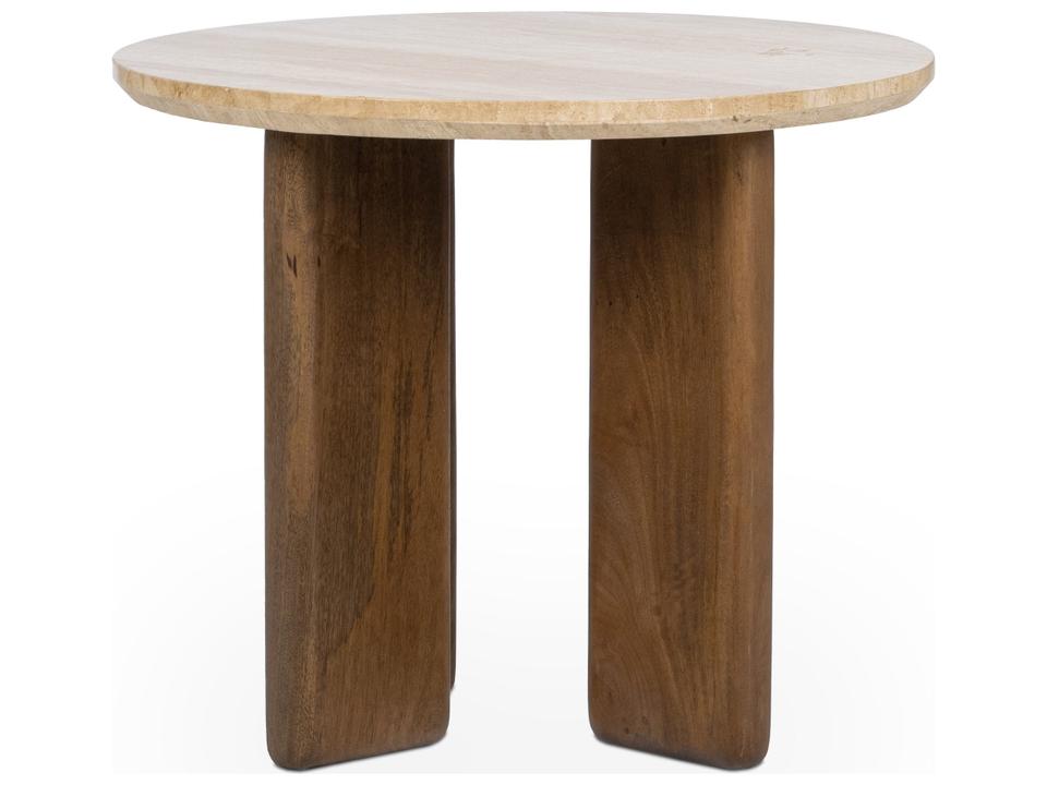 Idella Travertine Round End Table