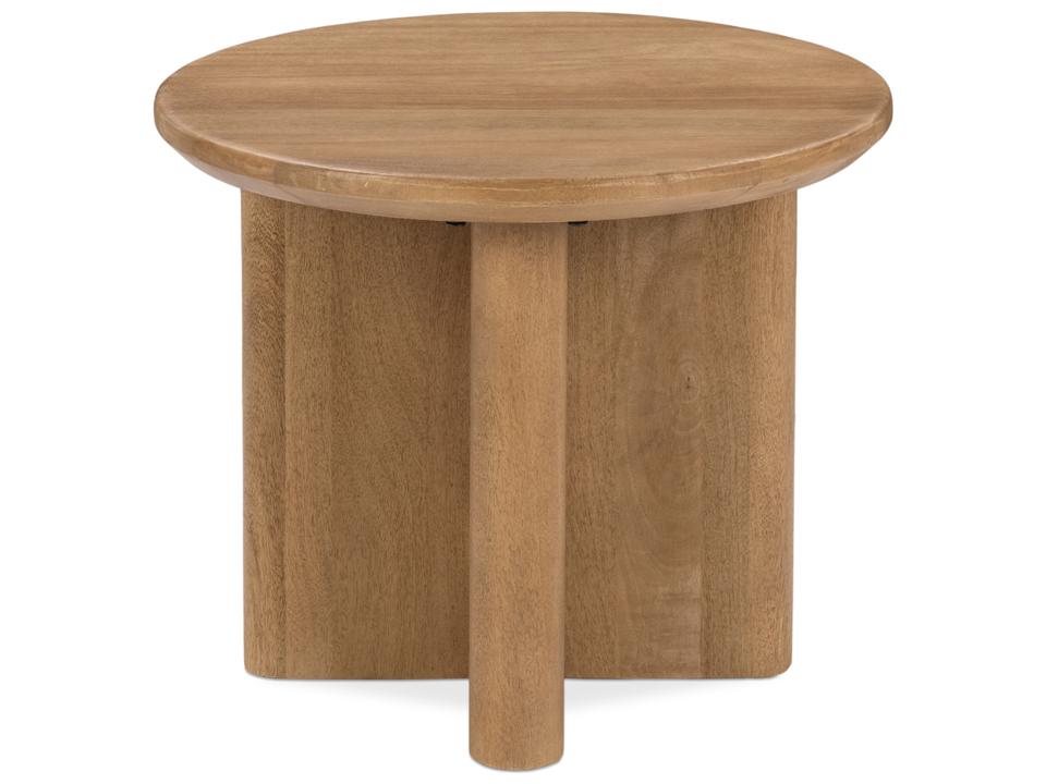 Montengo Round End Table in Natural Maple Mango Wood