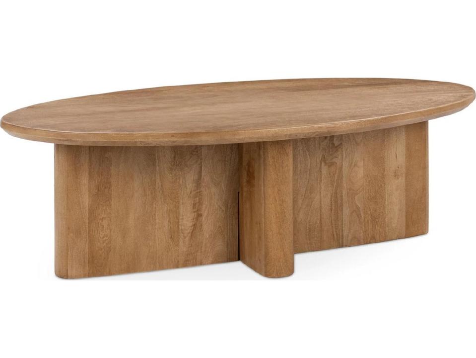 Montengo Oval Mango Wood Coffee Table in Natural Maple