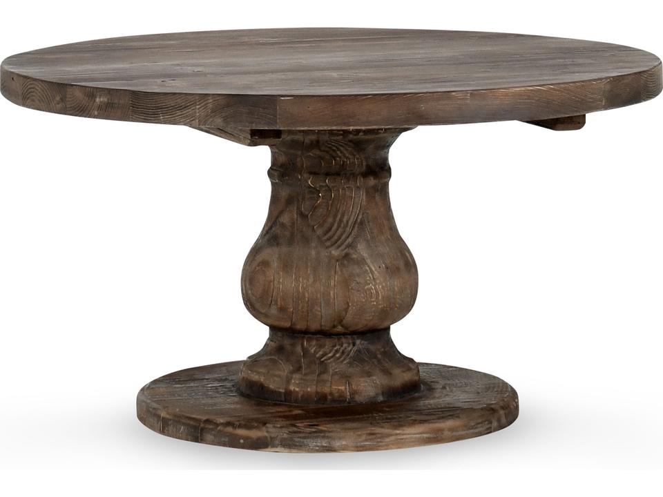 Kosas Home Carolina Round Coffee Table in Rustic Brown Reclaimed Pine