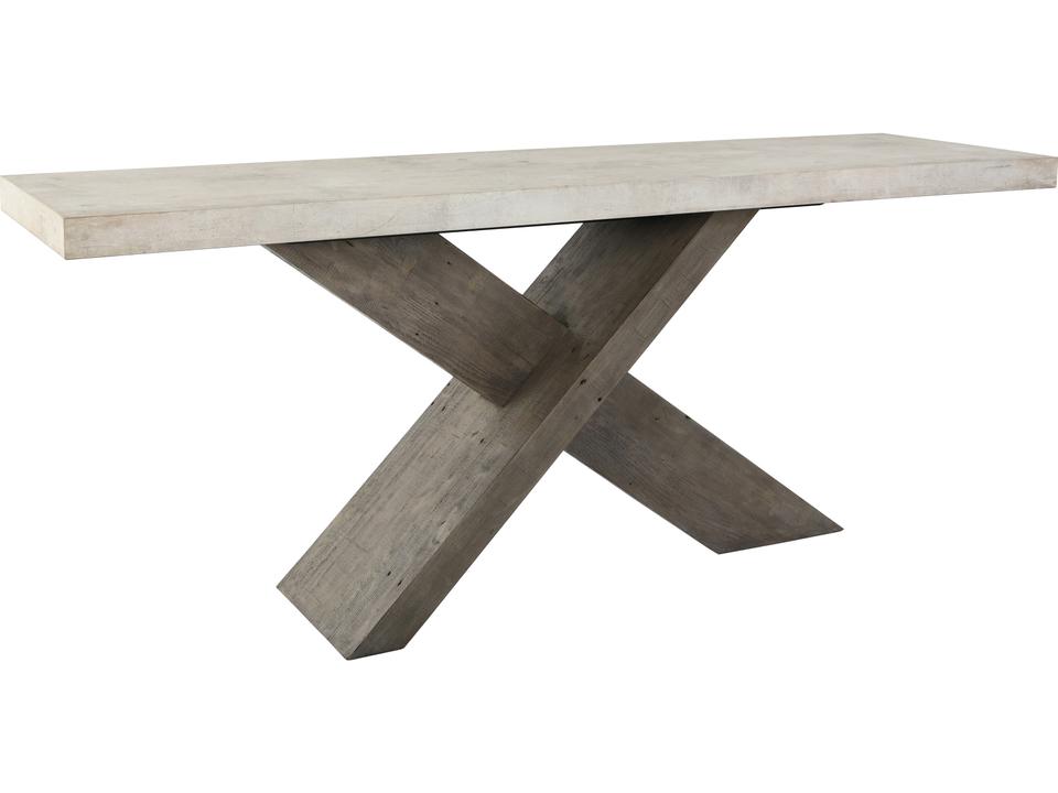 Durant Rectangle Console Table in Distressed Gray Pine with Faux Concrete Top