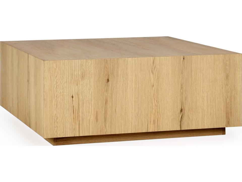 Layne Square Coffee Table in Natural Oak Veneer with Casters