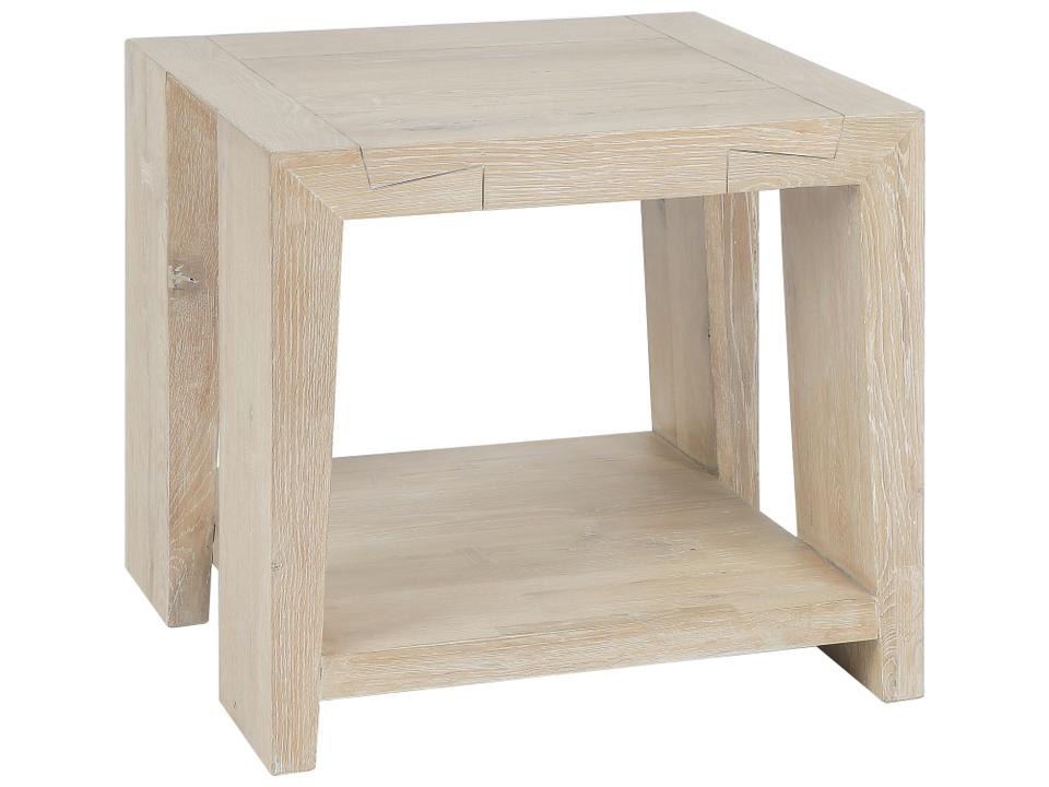 Troy Square End Table in Aged Cream Reclaimed Oak Wood
