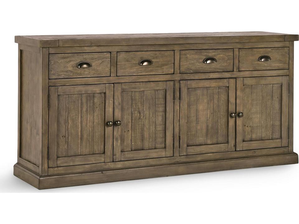 Caleb 4 Drawer 4 Door Sideboard Distressed Brown Reclaimed Pine