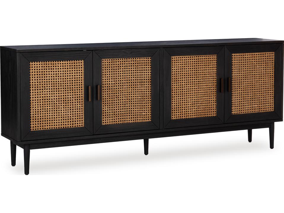 Edris Pine Wood 4-Door Sideboard in Natural Brown