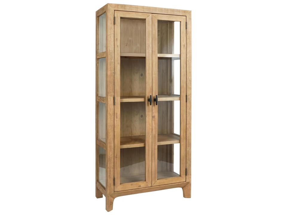 Crest Tall Cabinet Natural Reclaimed Pine Tempered Glass