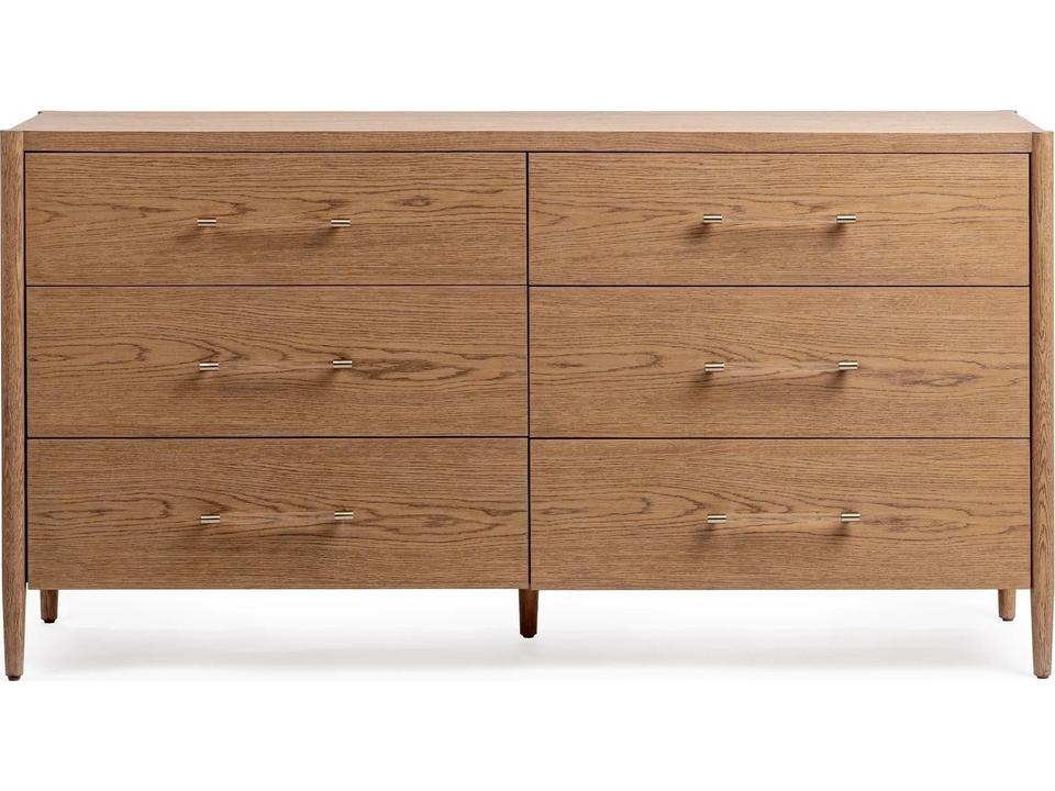 Alisen Oak Wood 6-Drawer Dresser