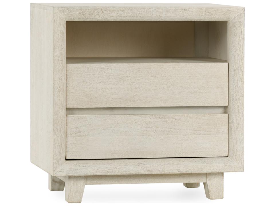 Reece 2-Drawer Mango Wood Nightstand in Sand Finish