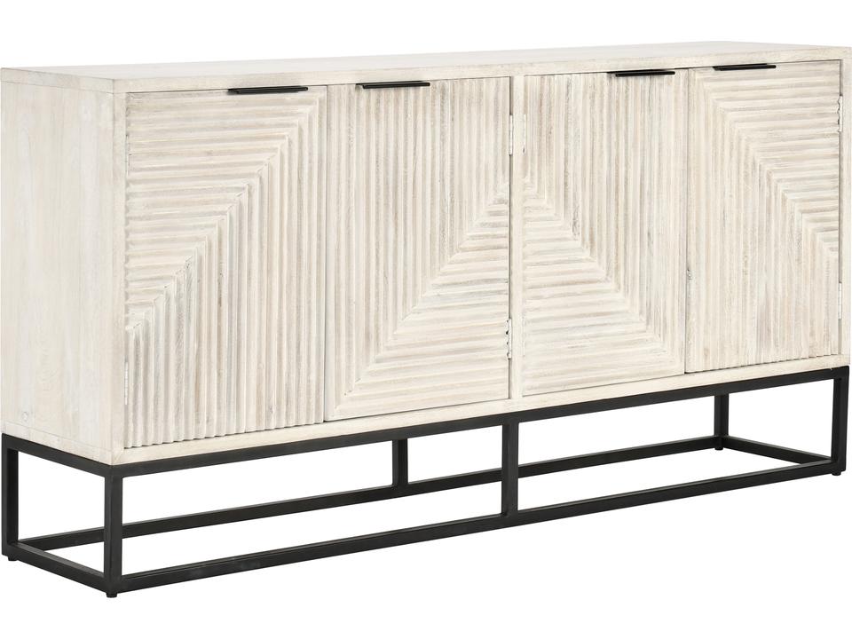 Flint 72 Inch 4 Door Mango Wood Sideboard in White Wash